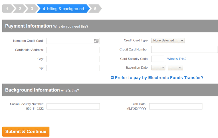 enter your billing info 