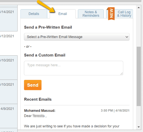 You can create and send messages for the homeowner from this dashboard