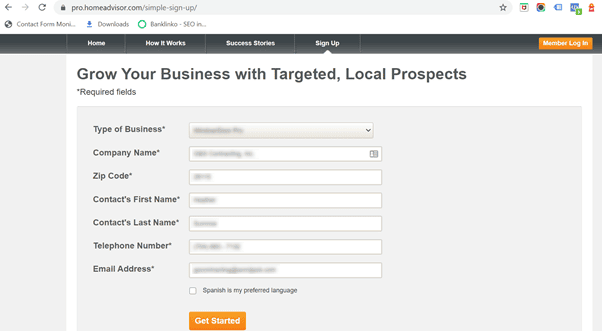 Select your type of business from the list
