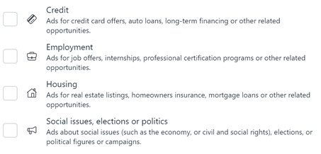 A Quick Look at Facebook’s Special Ad Categories